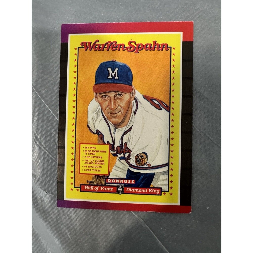 1989 Donruss Warren Spahn Hall of Fame Diamond King Puzzle Card #588